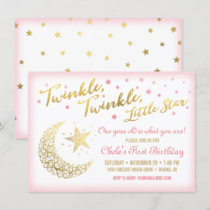 Bjuka, Twinkle, Little Star Birthday-inbjudan Inbjudningar