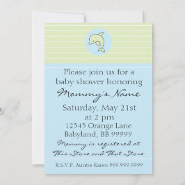 Bjukbildsinbjudan. Blå delfin. 5 tum x 7 tum Inbjudningar