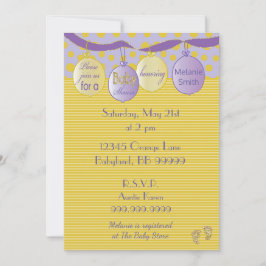 Bjukbildsinbjudan. Lila/Guld, punkter/Rand Inbjudningar