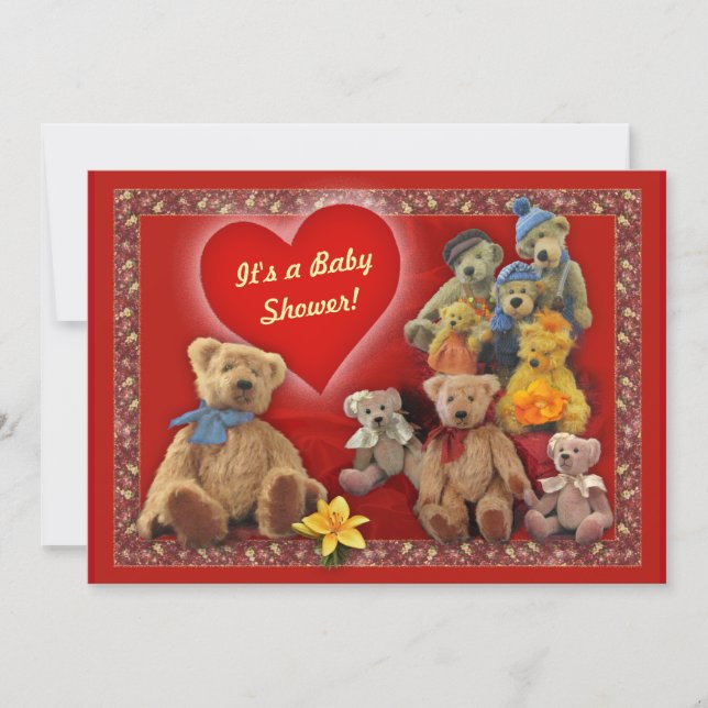 Bjukbildsinbjudan med Nallar Inbjudningar (Framsida)