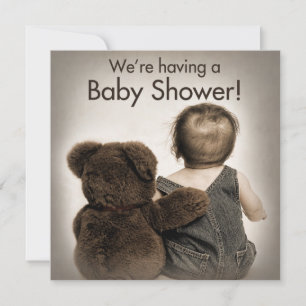 Bjukbildsinbjudan - Nalle och Baby Inbjudningar