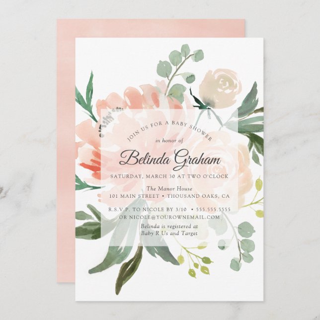 Bjukbildsinbjudningar | Söt Blommigt 01 Inbjudningar (Fram/baksida)