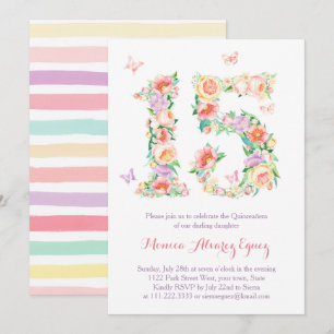 Bjukfiskar Quinceañera con mariposas butterflies Inbjudningar