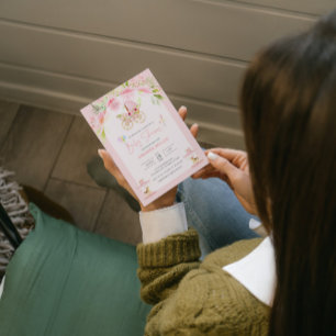 Bjukinbjudan till baby-lamporna till Cute blommigt Spara Datumet