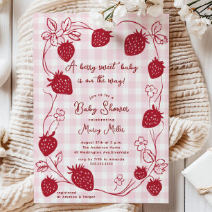 Bjukinbjudan till Berry Sweet Strawberry Baby Show Inbjudningar