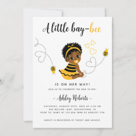 Bjukinbjudan till Black Flicka Bee Baby Shower Inbjudningar