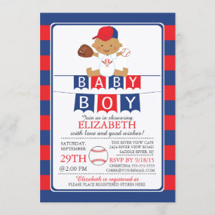 Bjukinbjudan till Cute Baseball Boys Baby Shower Inbjudningar