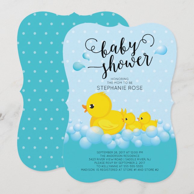 Bjukinbjudan till Cute Mamma och Twin Ankor Baby S Inbjudningar (Fram/baksida)