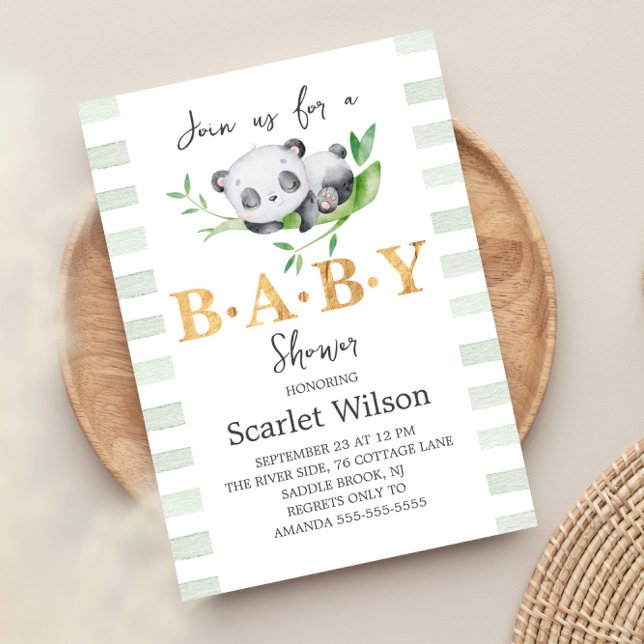 Bjukinbjudan till Cute Sleeping Panda Baby Shower  Inbjudningar (Skapare uppladdad)