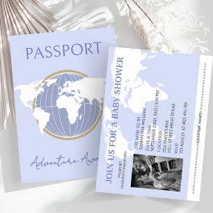 Bjukinbjudan till Passport Thenzed Blue Boy Baby S Inbjudningar