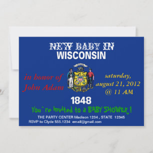 Bjukskidinbjudan med Flagga av Wisconsin Inbjudningar