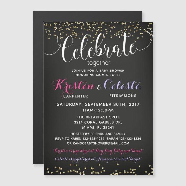 Bjukstöldsinbjudan, kombinerad väninna magnetisk inbjudningskort (Fram/baksida)