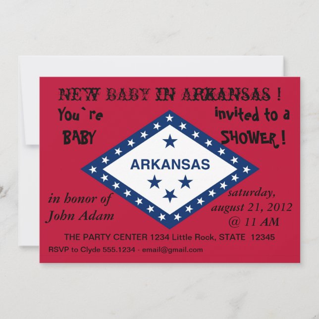 Bjukstöldsinbjudan med Flagga av Arkansas Inbjudningar (Framsida)