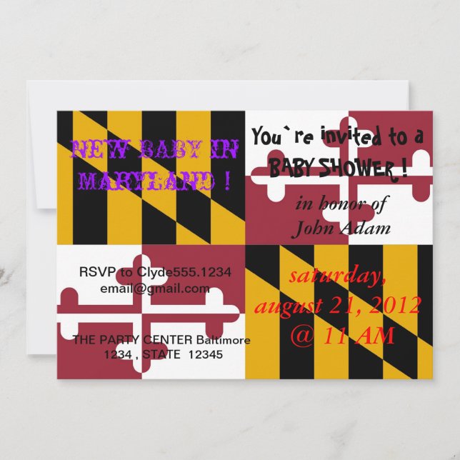 Bjukstöldsinbjudan med Flagga av Maryland Inbjudningar (Framsida)