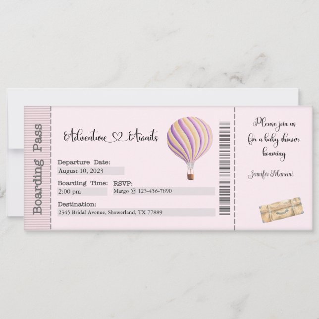 Bjukstöldsinbjudan, resande babyskor inbjudningar (Framsida)