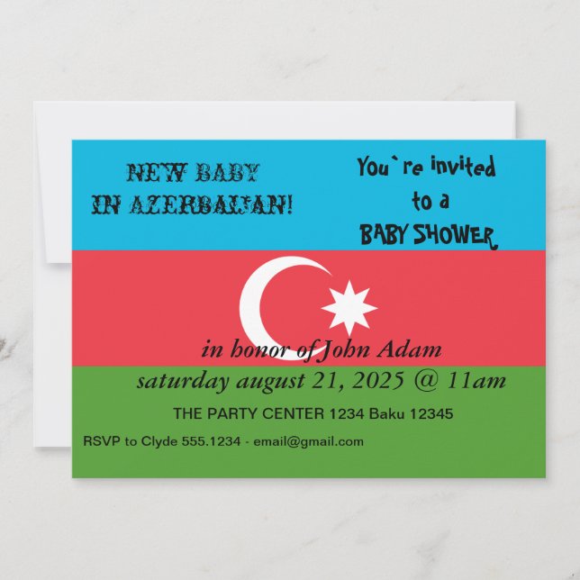 Bjukstöldsinbjudan till Azerbajdzjans Flagga Inbjudningar (Framsida)