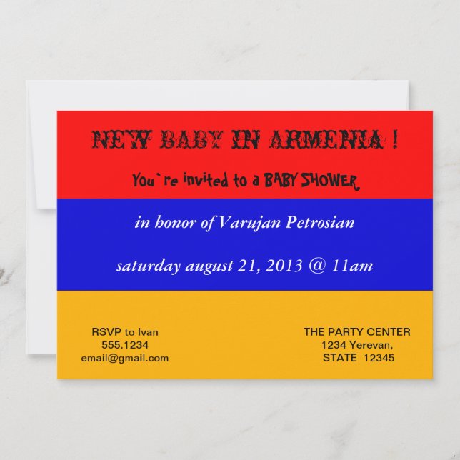 Bjukstöldsinbjudan till Flagga Armenien Inbjudningar (Framsida)