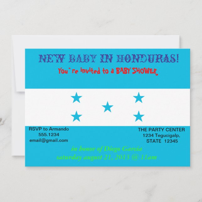 Bjukstöldsinbjudan till Flagga Honduras Inbjudningar (Framsida)