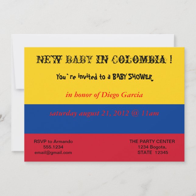 Bjukstöldsinbjudan till Flagga i Colombia Inbjudningar (Framsida)