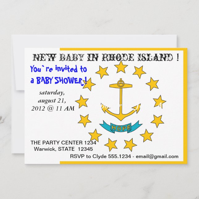 Bjukstöldsinbjudan till Flagga i Rhode island Inbjudningar (Framsida)