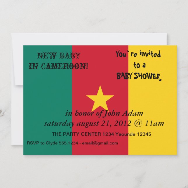 Bjukstöldsinbjudan till Flagga Kamerun Inbjudningar (Framsida)