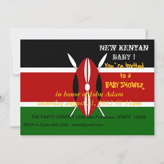 Bjukstöldsinbjudan till Kenyas Flagga Inbjudningar (Framsida)