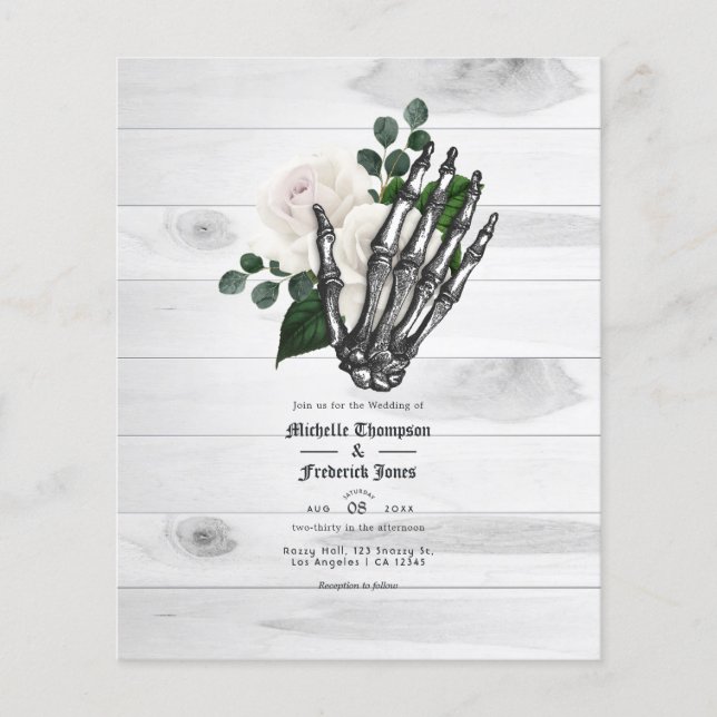 Bjullbjudan Rustic White Blommigt Gothic Wedding Flygblad (Framsidan)