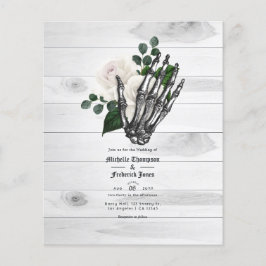 Bjullbjudan Rustic White Blommigt Gothic Wedding Flygblad