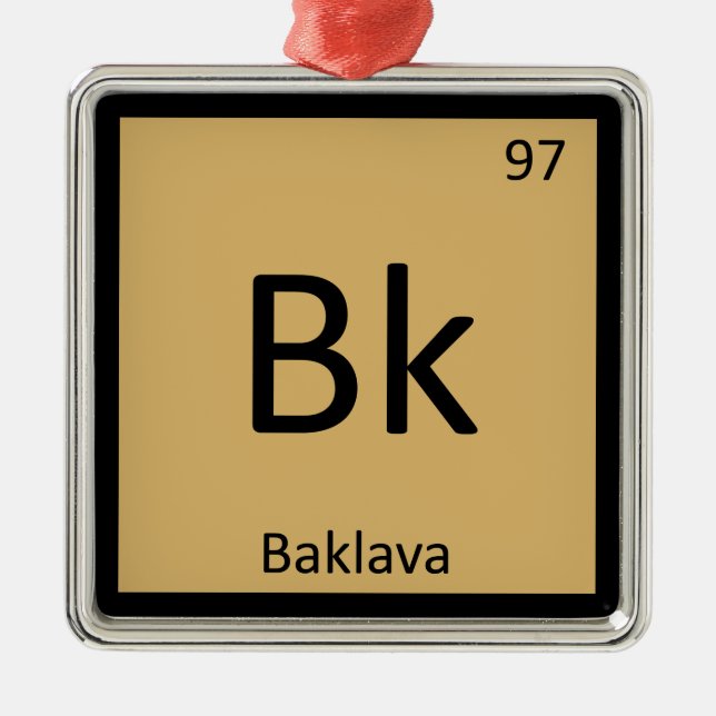 Bk - Baklava-grekiska kemi Periodic Bord Symbol Julgransprydnad Metall (Framsidan)