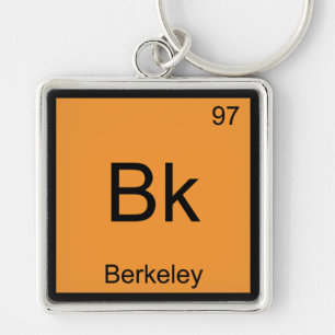 Bk - Berkeley Chemistry Element Symbol California Fyrkantig Silverfärgad Nyckelring