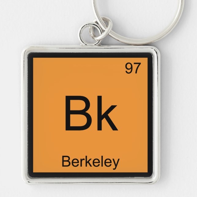 Bk - Berkeley Chemistry Element Symbol California Fyrkantig Silverfärgad Nyckelring (Framsidan)