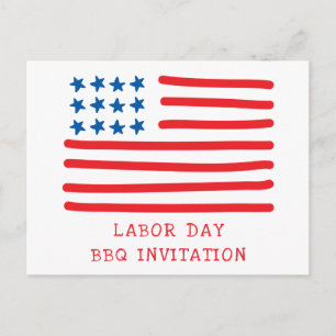 BK-inbjudan till American Flagga Patriotic Labour Vykort