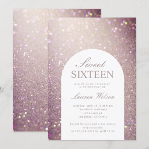 Bkech iridescent koppar glitter sweet sixteen inbjudningar