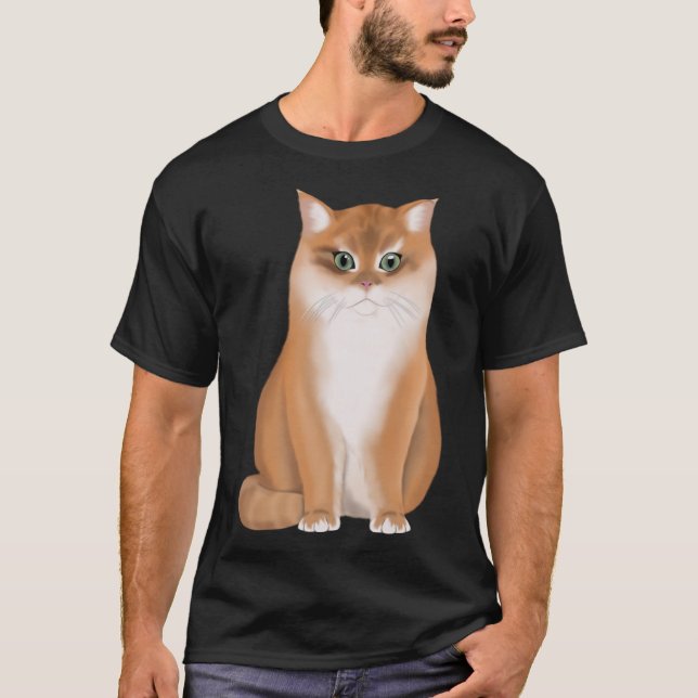 BKH British Kort Hair Cat Black Golden Shaded T Shirt (Framsida)