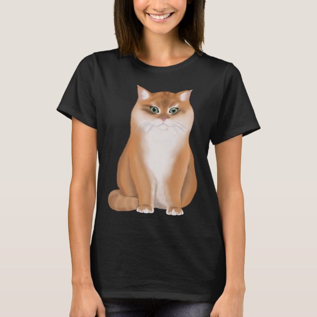 BKH British Kort Hair Cat Black Golden Shaded T Shirt (Framsida)