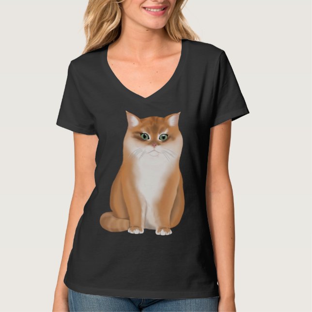 BKH British Short Hair Cat Black Golden Shaded T Shirt (Framsida)