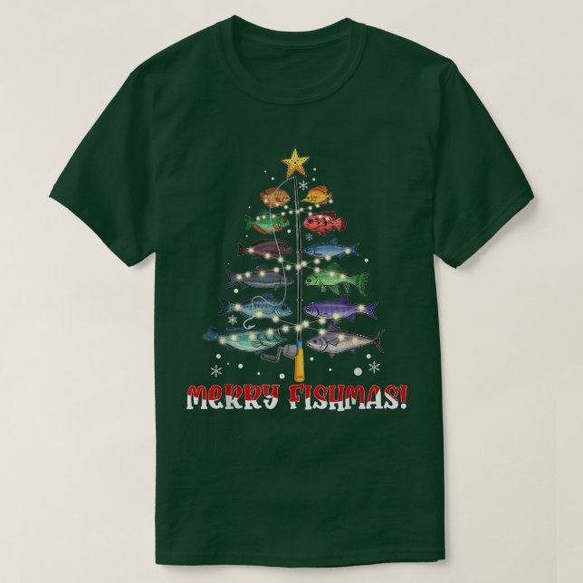 BL83 Merry Fishmas Julgran God jul Fishi T Shirt (Design framsida)