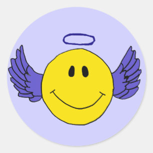 BL- Angel Ansikte Round Stickers Runt Klistermärke