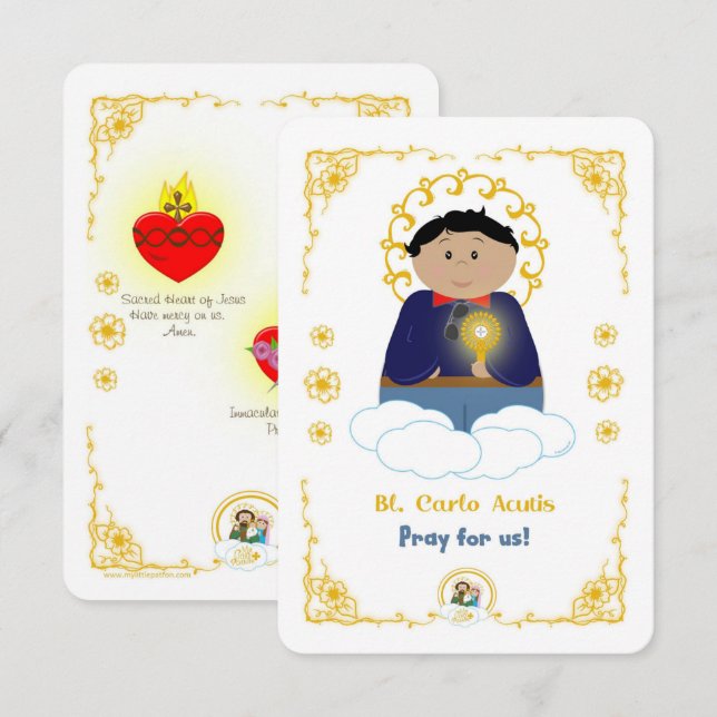 Bl. Carlo Acutis Heliga Card Inbjudningar (Fram/baksida)