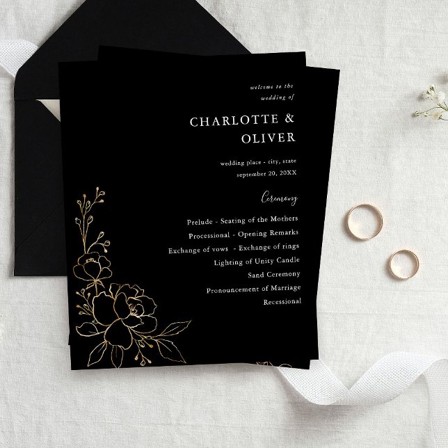 BL: Guld Lands Blommigt Ceremonisprogrammet Bröllo (Skapare uppladdad)