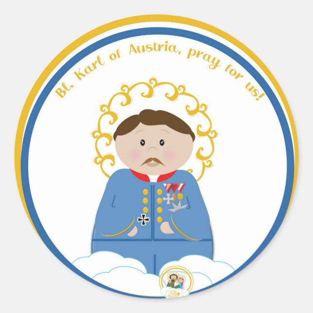 Bl. Karl of Austria Runt Klistermärke (Framsida)