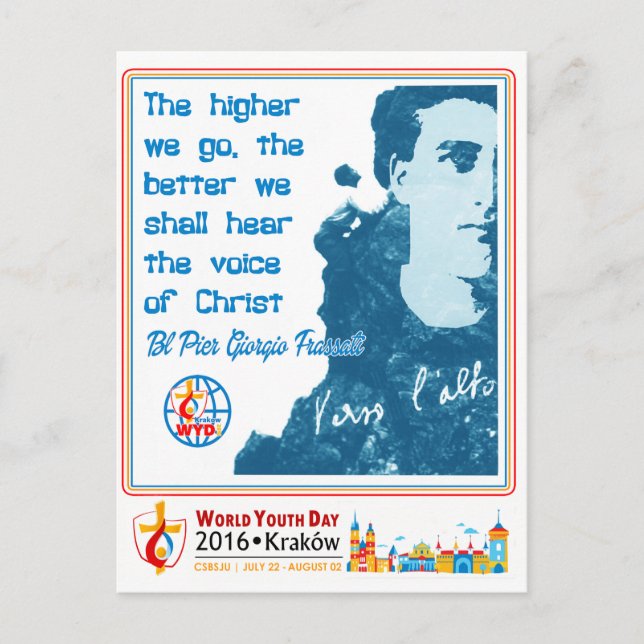 BL PIER GIORGIO FRASSATI WORLD YOUTH DAY 2016 VYKORT (Framsida)