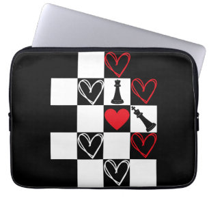 Bl&W för Valentines day i schackbrädet Laptop Fodral