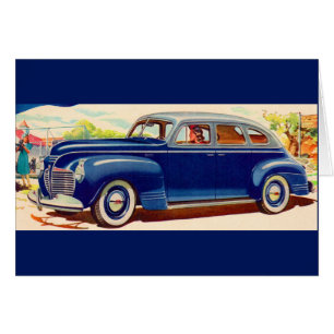 blå 1941 Plymouth Hälsningskort