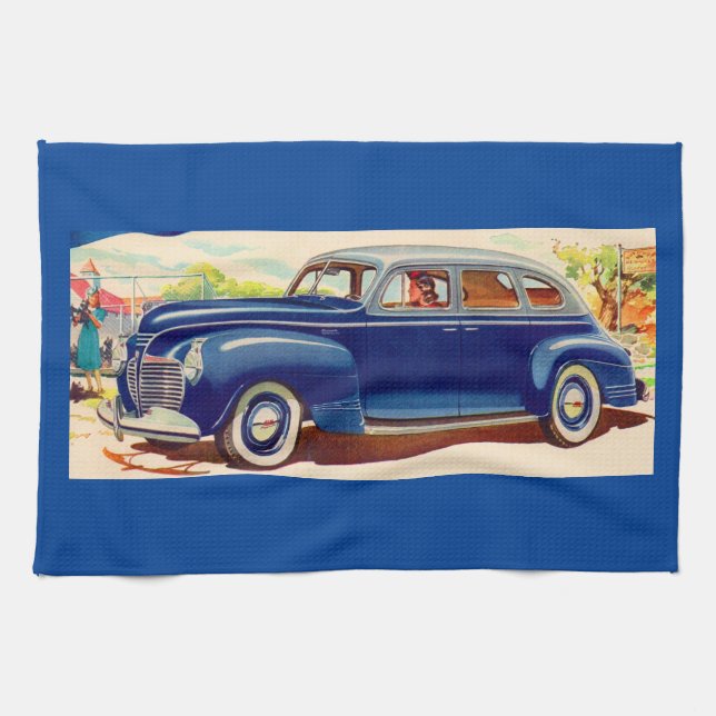 blå 1941 Plymouth Kökshandduk (Horisontell)
