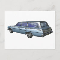 Blå 1962 Chevrolet station-vagn.