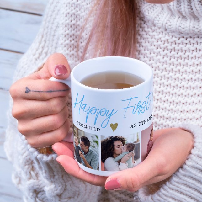 Blå 1:a Mors dag som mormor 5-foto Kaffemugg (Skapare uppladdad)