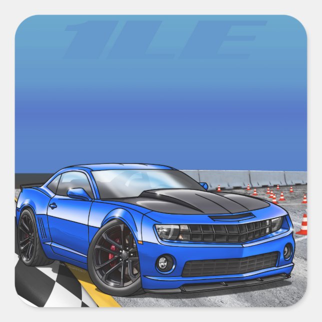 Blå_1LE Fyrkantigt Klistermärke (Framsida)