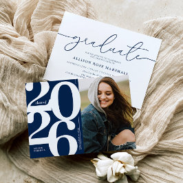 Blå 2026 Foto Examen Fest Inbjudan