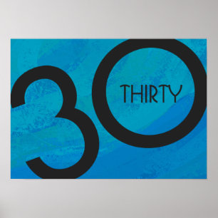 Blå 30-årsjubileum poster